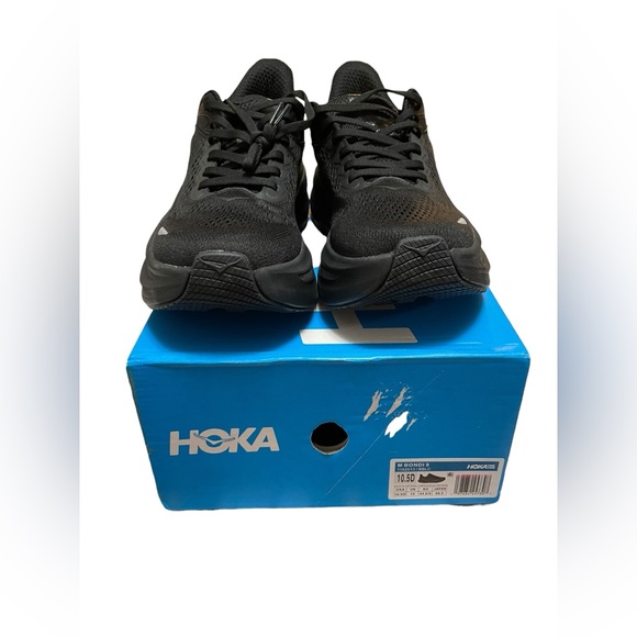 Hoka One One Bondi 9 Shoes Mens Size 10.5D Triple Black 1162013-BBLC NEW - Picture 2 of 10